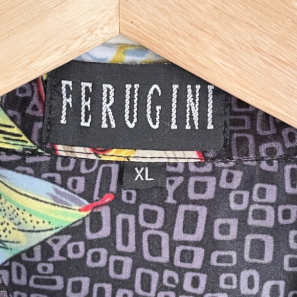Ferugini Hawaiian Tiki Cocktail Graphic Casual Button Down Shirt Men’s size XL - Picture 9 of 9